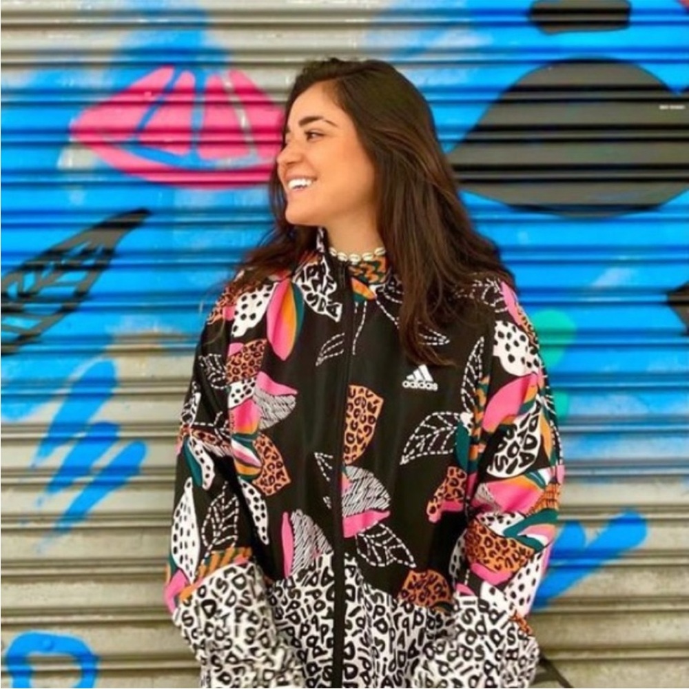 Farm Rio x Adidas floral zip up windbreaker